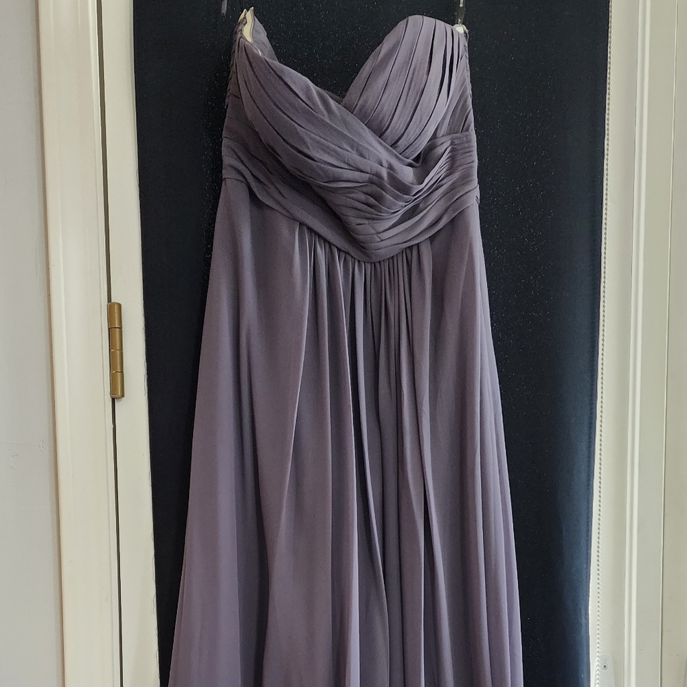 Charcoal gray chiffon matte bridesmaid strapless dress